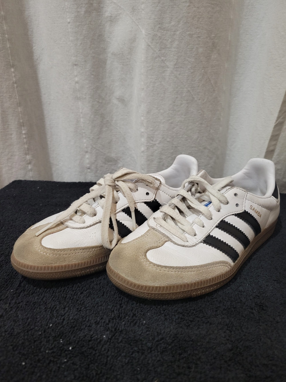 adidas White, Black & Tan Samba Sneakers